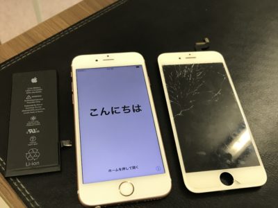 北九州市よりiPhone6Sのガラス割れ修理+バッテリー交換