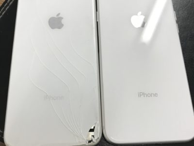 北九州市よりiPhone8のバックパネル交換+ガラス割れ修理